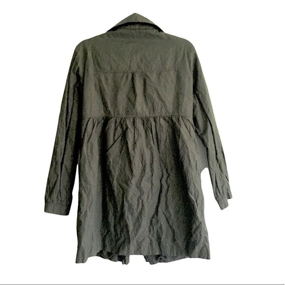 CYRILLUS PARIS Lagenlook Lightweight Double Breasted Crinkled Coat Green 12 - Picture 5 of 7